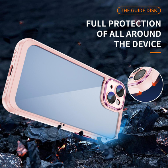 For iPhone 15 PC + TPU Phone Case with Lens Film(Apricot)