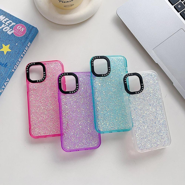 For iPhone 12 Pro Max Glitter Epoxy Shockproof Phone Case(White)