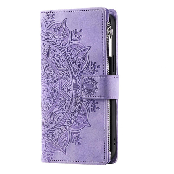 For Samsung Galaxy S20 FE 4G / 5G Multi-Card Totem Zipper Leatherette Phone Case(Purple)