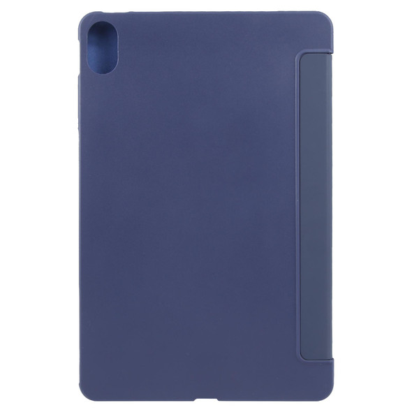 For Huawei MatePad 2023 / Air 11.5 Solid Color 3-folding Leatherette Tablet Case(Dark Blue)