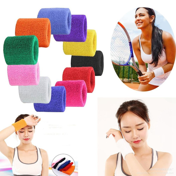 10pcs 8x8cm Women Men Solid Color Cotton Sport Sweatband Brace Wraps Guards(Green)