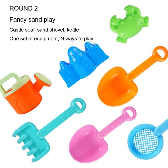 13pcs/Set Children Beach Toys Set Large Sand Shovel Bucket Sand Digging Tools Hourglass, Color: Pink Round Castle