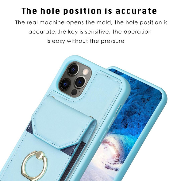 For iPhone 12 / 12 Pro BF29 Organ Card Bag Ring Holder Phone Case(Blue)