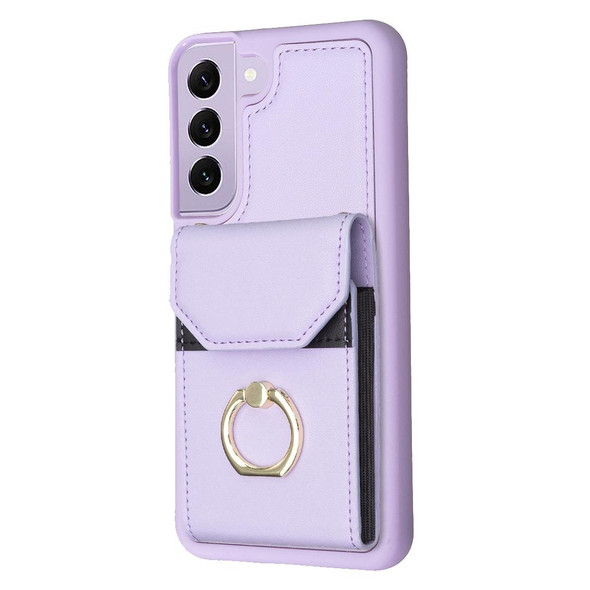 For Samsung Galaxy S22+ 5G BF29 Organ Card Bag Ring Holder Phone Case(Purple)