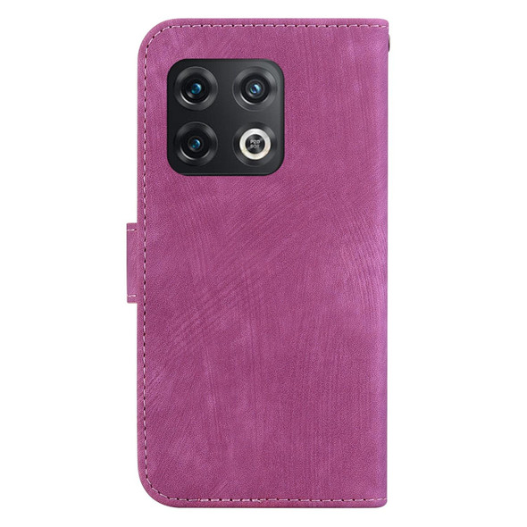 For OnePlus 10 Pro 5G Little Tiger Embossed Leatherette Phone Case(Rose Red)