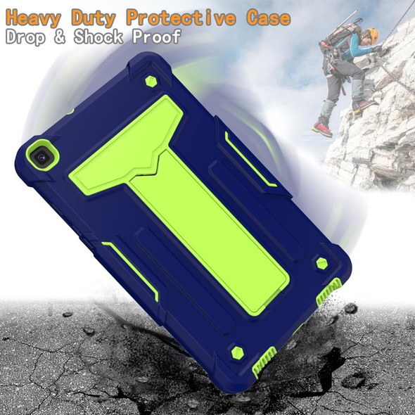 For Samsung Galaxy Tab A8.0 (2019) T290 T-shaped Bracket Contrast Color Shockproof PC + Silicone Flat Protective Case(Navy+Green)