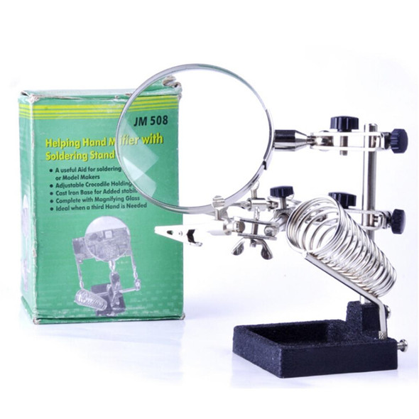90mm Diameter 5X Multifunction Spring Iron Stand with Magnifying Glass
