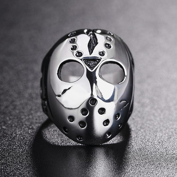 Europe and America Style Punk Gothic Rock Mask Skull Men Titanium Steel Ring, US Size: 8, Diameter: 18.2mm, Perimeter: 57mm