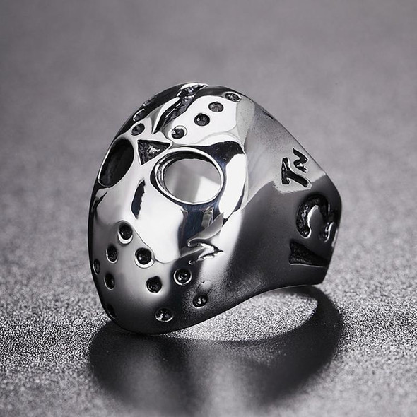 Europe and America Style Punk Gothic Rock Mask Skull Men Titanium Steel Ring, US Size: 12, Diameter: 21.5mm, Perimeter: 67.5mm