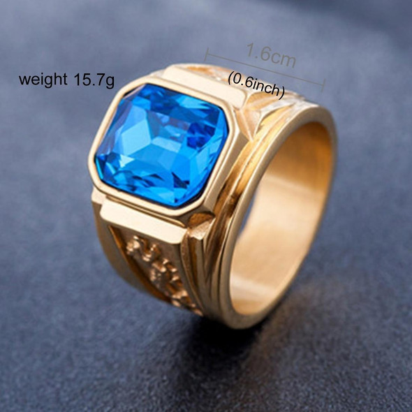 Retro Square Gemstone Carved Dragon Totem Signet Titanium Steel Ring for Men, US Size: 12, Diameter: 21.5mm, Perimeter: 67.5mm(Baby Blue)