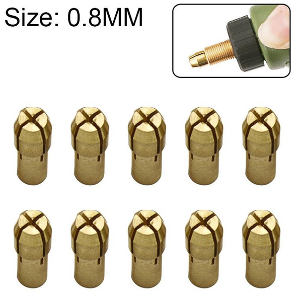 10 PCS Three-claw Copper Clamp Nut for Electric Mill FittingsBore diameter: 0.8mm