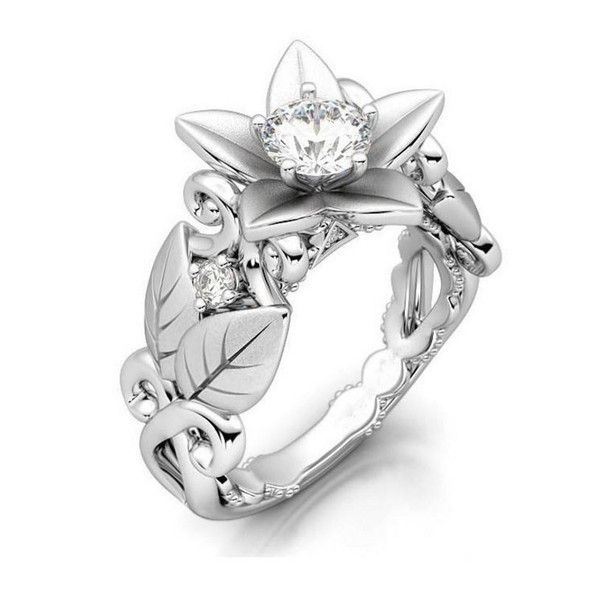 Fashion Rose with Diamond Women Wedding Ring, Ring Size:9