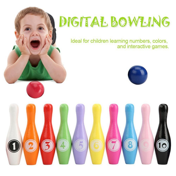 Wooden Cartoon Digital Bowling Children Educational Parent-child Interactive Toys Outdoor Sports Toys(Animal)