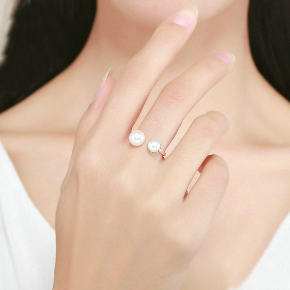 S925 Sterling Silver Ring Female Pearl Open Ring