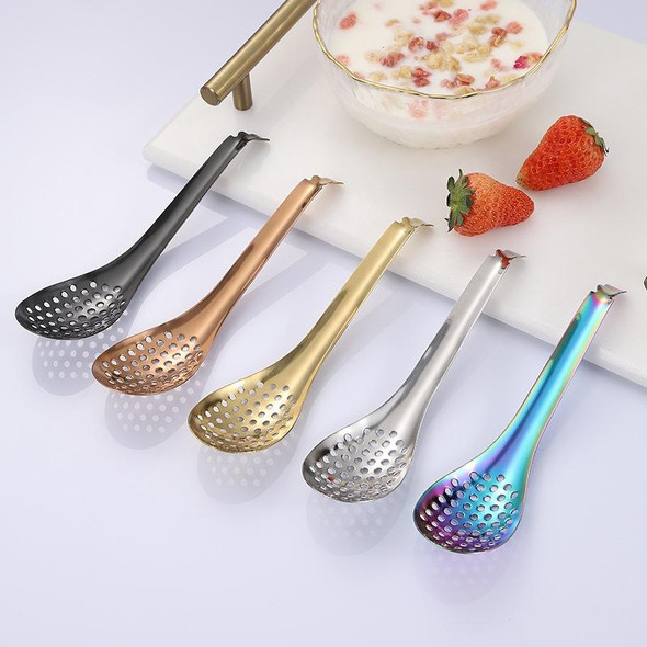 2 PCS 304 Stainless Steel Small Caviar Colander Molecular Cooking Spoon, Color: Black