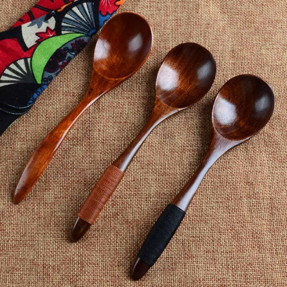 10 PCS Eco Wooden Spoon Flatware Kitchen Soup Coffee Stirring Spoons Cooking Utensil Coffee Tea Mixing Spoons(Round Mouth Tip Spoon S011)