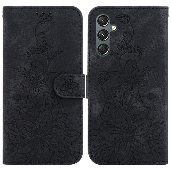 For Samsung Galaxy A25 5G Lily Embossed Leatherette Phone Case(Black)