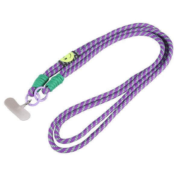 Dopamine Color Double Buckle Twist Rope Long Lanyard(Purple Green)