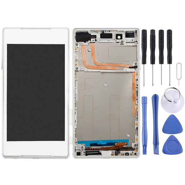 LCD Screen and Digitizer Full Assembly with Frame for Sony Xperia Z5(White)