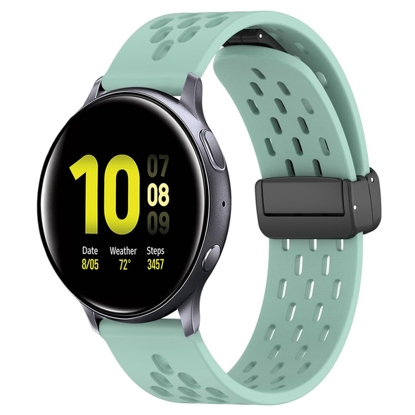 For Samsung Galaxy Watch Active 2 44mm 20mm Folding Magnetic Clasp Silicone Watch Band(Teal)