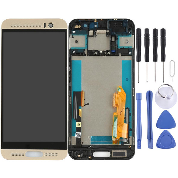 LCD Screen and Digitizer Full Assembly with Frame for HTC One M9+ / M9 Plus(Gold)