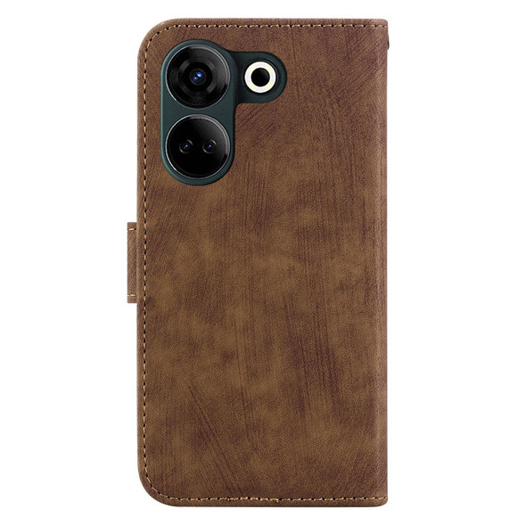 For Tecno Camon 20 Pro 4G / 20 Little Tiger Embossed Leatherette Phone Case(Brown)