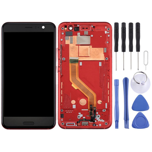 LCD Screen and Digitizer Full Assembly with Frame for HTC U11(Red)