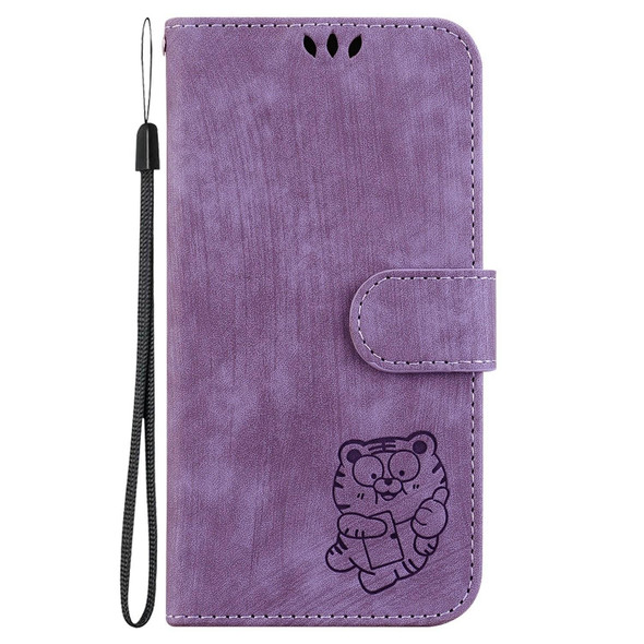 For Tecno Spark GO 2023 /Pop 7 Pro Little Tiger Embossed Leatherette Phone Case(Purple)