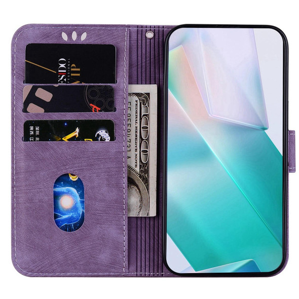 For Tecno Spark Go 2022 / 8C Little Tiger Embossed Leatherette Phone Case(Purple)