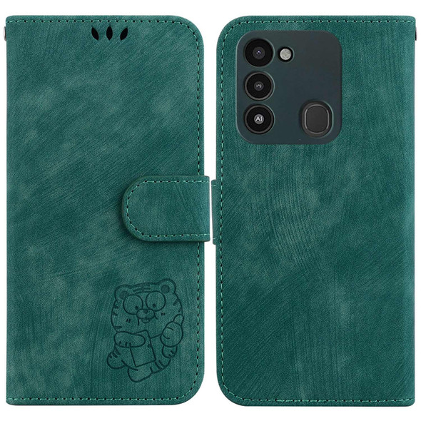 For Tecno Spark Go 2022 / 8C Little Tiger Embossed Leatherette Phone Case(Green)