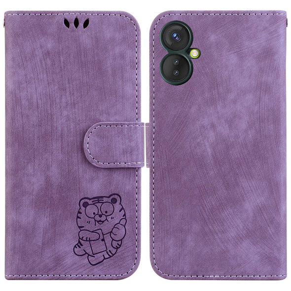 For Tecno Spark 9 Pro / 9T Little Tiger Embossed Leatherette Phone Case(Purple)