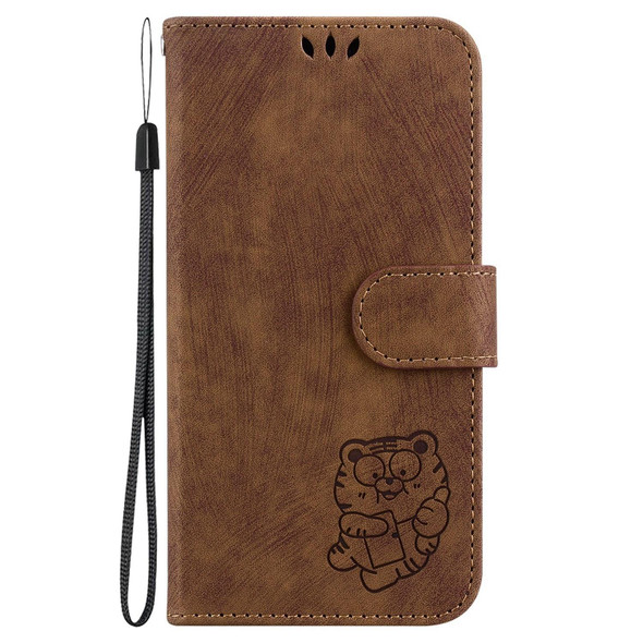 For Tecno Camon 19 Neo Little Tiger Embossed Leatherette Phone Case(Brown)