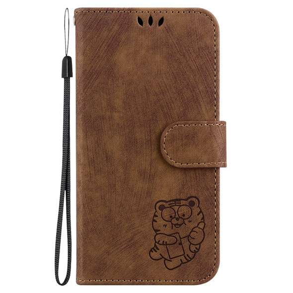 For Tecno Camon 18 / 18P Little Tiger Embossed Leatherette Phone Case(Brown)