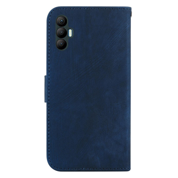 For Tecno Spark 8 Pro Little Tiger Embossed Leatherette Phone Case(Dark Blue)