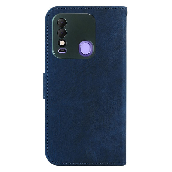 For Tecno Spark 8 / 8T Little Tiger Embossed Leatherette Phone Case(Dark Blue)