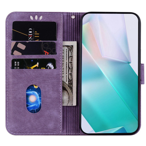 For OPPO Reno10 /10 Pro 5G Global Little Tiger Embossed Leatherette Phone Case(Purple)