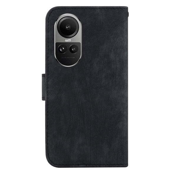 For OPPO Reno10 /10 Pro 5G Global Little Tiger Embossed Leatherette Phone Case(Black)
