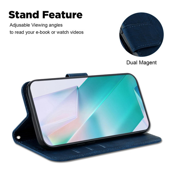 For OPPO Reno10 /10 Pro 5G Global Little Tiger Embossed Leatherette Phone Case(Dark Blue)