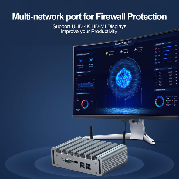 HYSTOU PO9B-J4125-6L Embedded Intel Celeron J4125 Processor Six Network Ports Mini Host, Specification:8GB+128GB