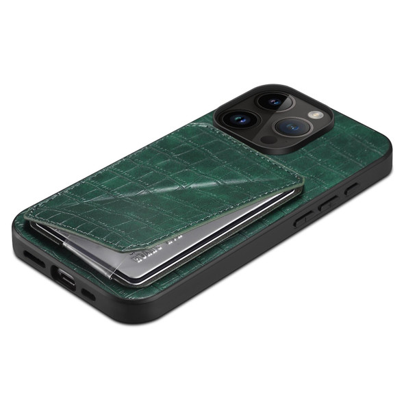 For iPhone SE 2022 / 2020 / 8 / 7 Imitation Crocodile Leatherette Back Phone Case with Holder(Green)