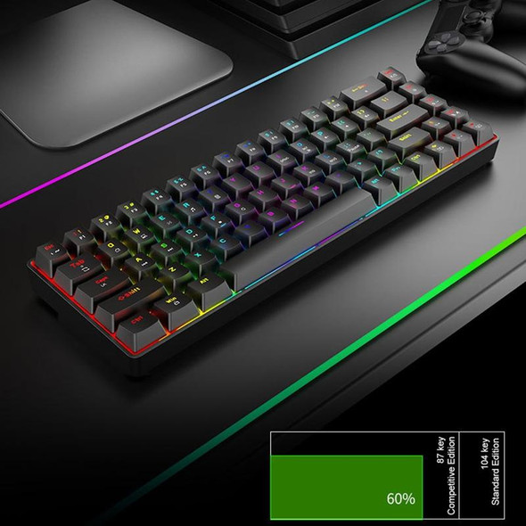 T8 68 Keys Mechanical Gaming Keyboard RGB Backlit Wired Keyboard, Cable Length:1.6m(Black Green Shaft)