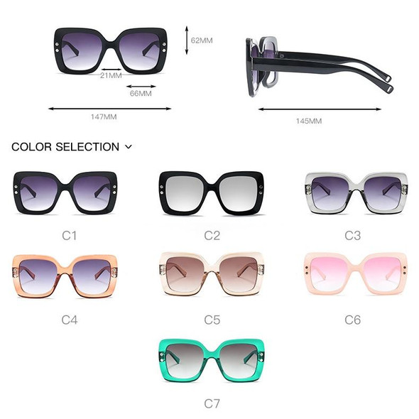 2 PCS Oversized Sunglasses Women Luxury Transparent Gradient Sun Glasses Big Frame Vintage Eyewear UV400 Glasses(Pink)