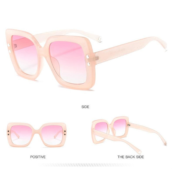 2 PCS Oversized Sunglasses Women Luxury Transparent Gradient Sun Glasses Big Frame Vintage Eyewear UV400 Glasses(Pink)