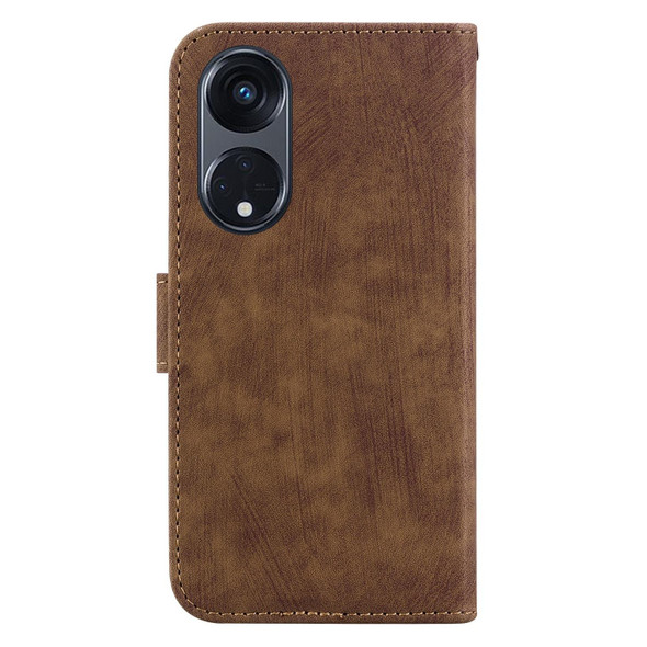 For OPPO Reno8 T 5G / A1 Pro 5G Little Tiger Embossed Leatherette Phone Case(Brown)