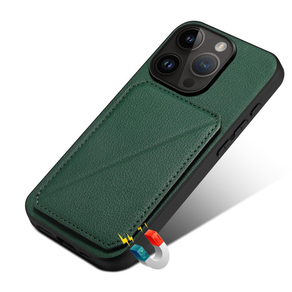 For iPhone SE 2022 / 2020 / 8 / 7 Imitation Calfskin Leatherette Back Phone Case with Holder(Green)