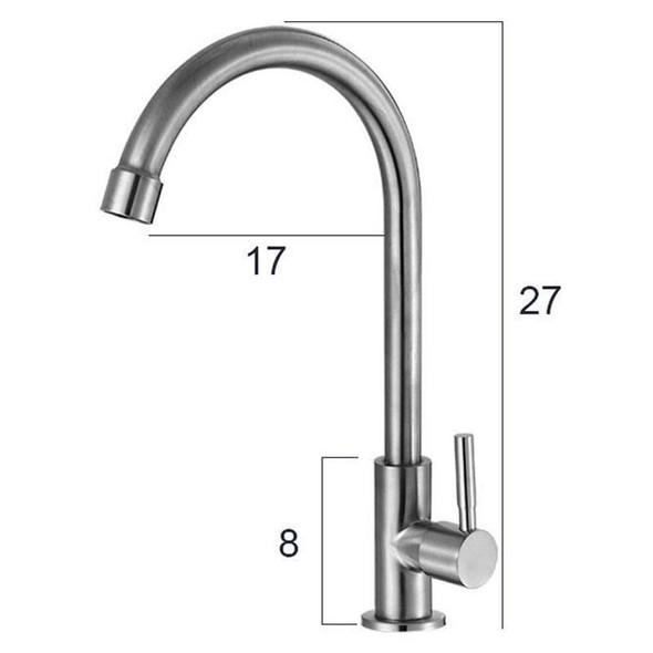 304 Stainless Steel Kitchen Rotatable Sink Faucet(60cm Pipe+Single Cold Curve)
