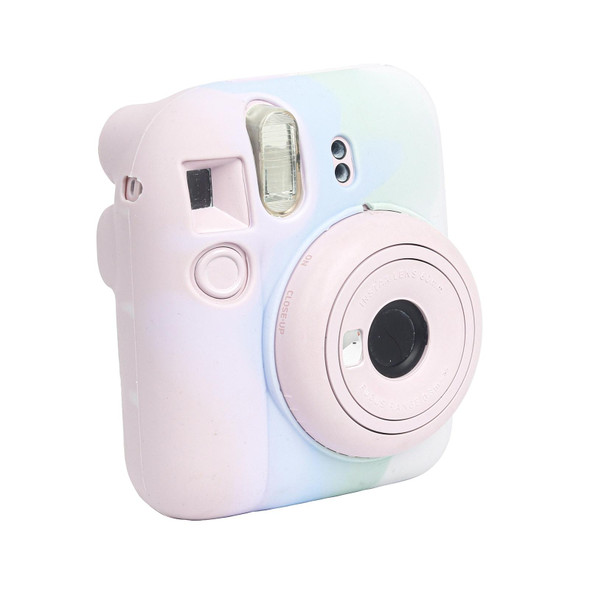 For FUJIFILM instax mini 12 Soft Silicone Camera Protective Case(Pink Blue White)