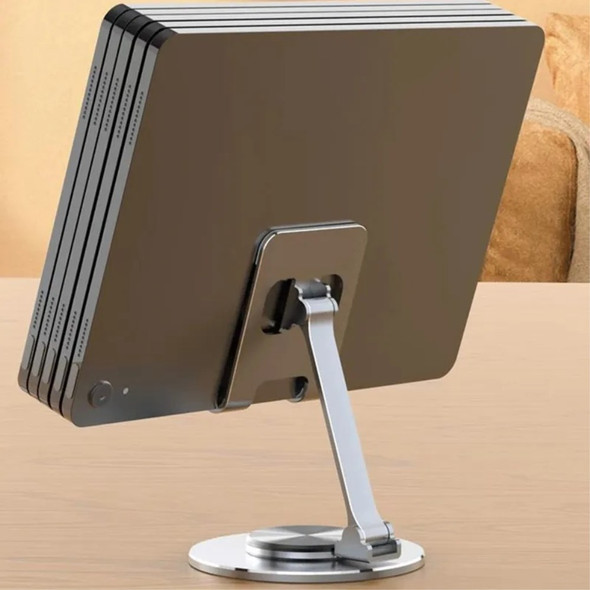 Tablet Stand 360-degree Rotating Aluminum Alloy Desktop Holder Foldable Mobile Phone Stand Adjustable Tablet Mount - Grey