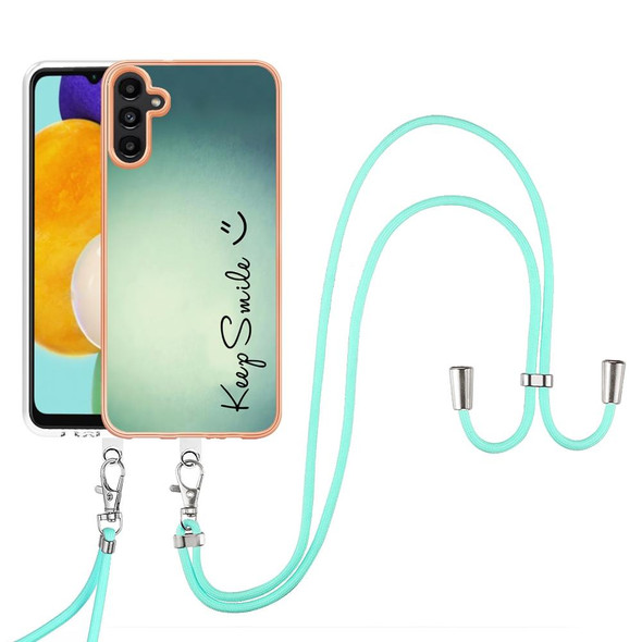 For Samsung Galaxy A13 5G / A04s / M13 5G Electroplating Dual-side IMD Phone Case with Lanyard(Smile)