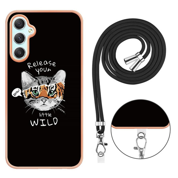 For Samsung Galaxy A25 5G / A24 Electroplating Dual-side IMD Phone Case with Lanyard(Natural Growth)